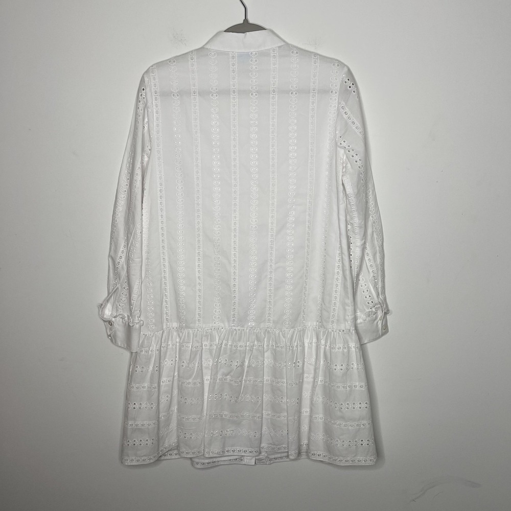 Draper James Dress Womens 4 White Eyelet Shirt Dress Long Sleeve Lined DRW0642 - Picture 11 of 13